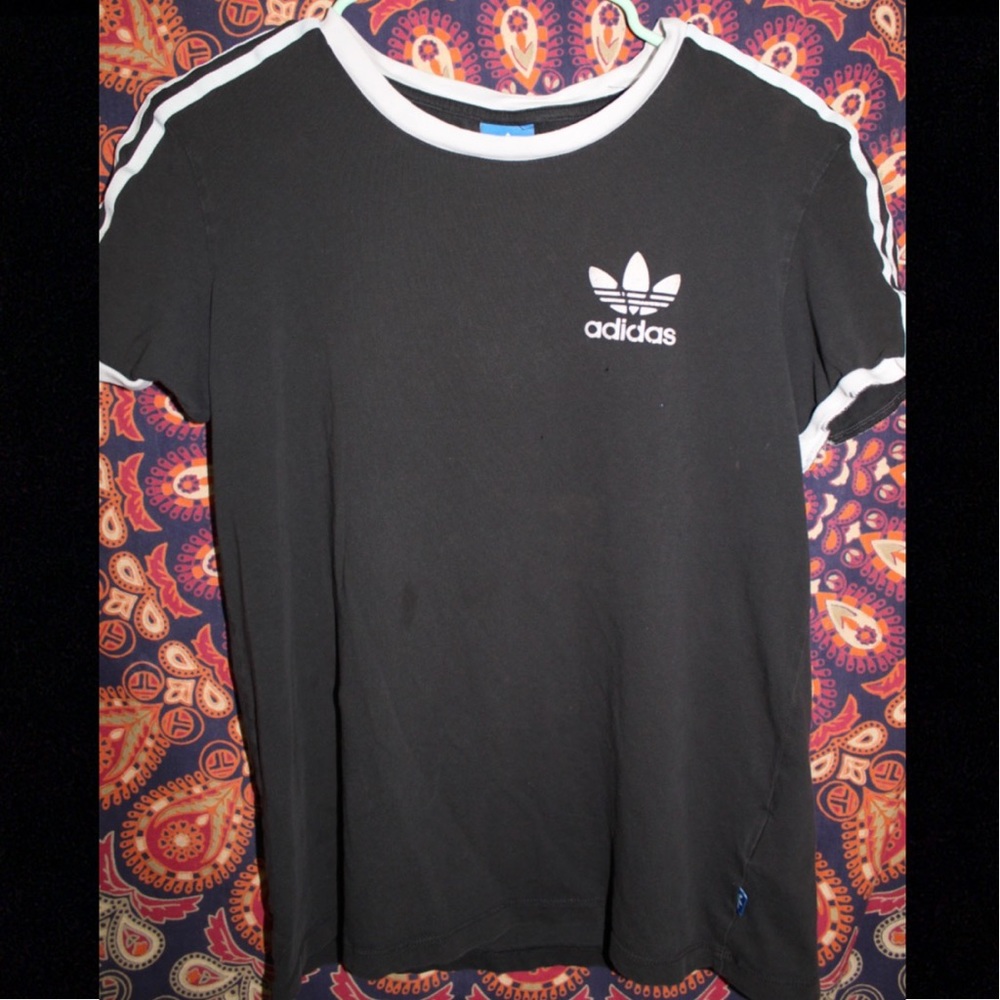 Adidas 3 Stripe Black T-Shirt